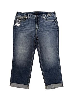 Silver Jeans Co. Women's Suki  Curvy Fit Mid Rise Capri Blue Pants Size 20W NWT